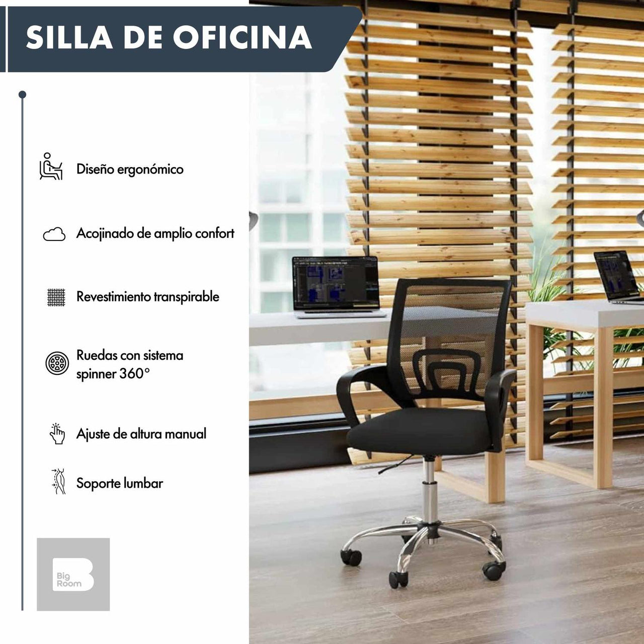 Silla Oficina Ejecutiva Ergonomica Mesh Respaldo Giro 360