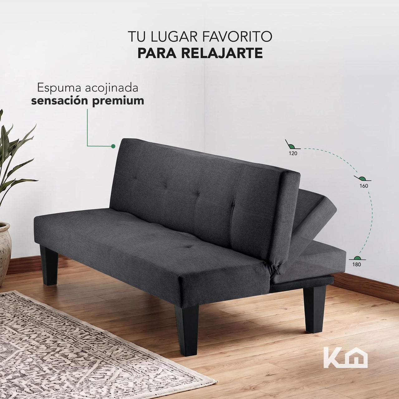 Sofá Cama Individual Reclinable Plegable de 3 Plazas