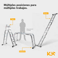 Thumbnail for Escalera Multiposiciones De Aluminio 3.5 Metros 12 Peldaños
