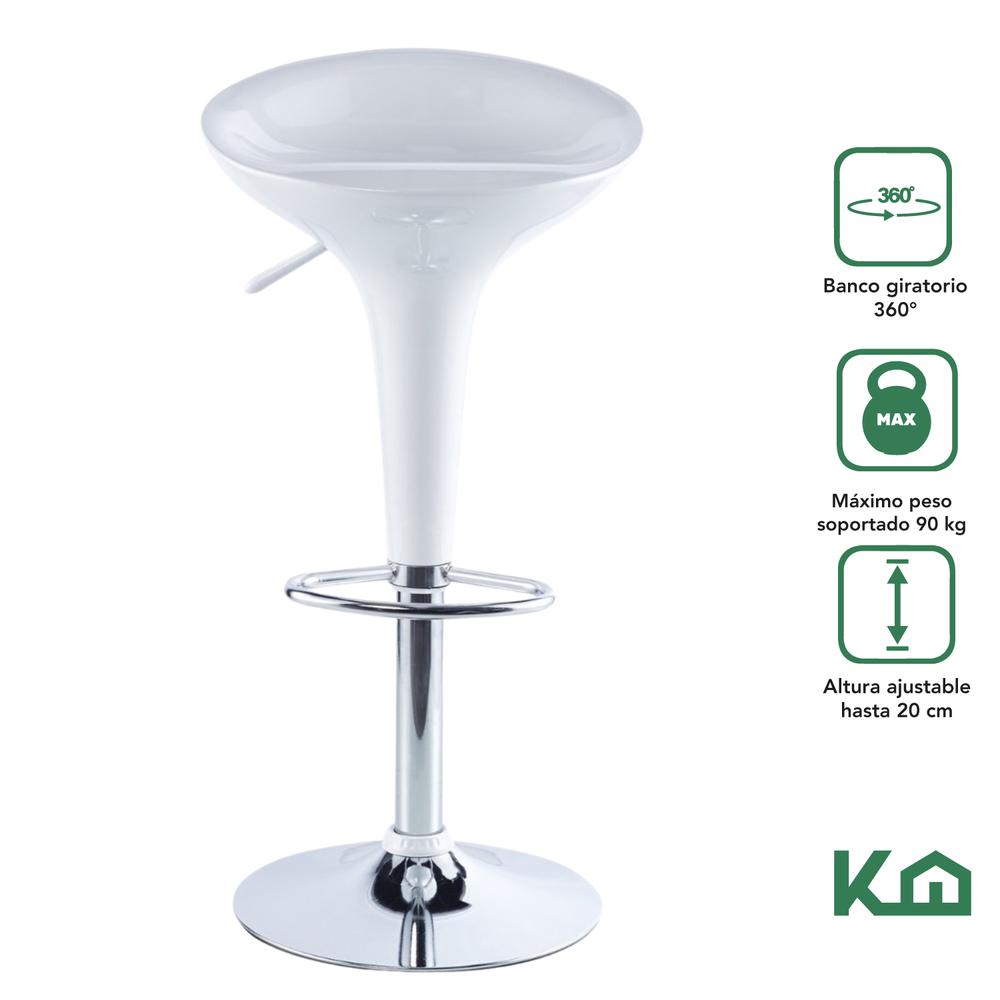 Banco Alto De Barra Set 2 Pzs Giratorio Altura Ajustable Bar