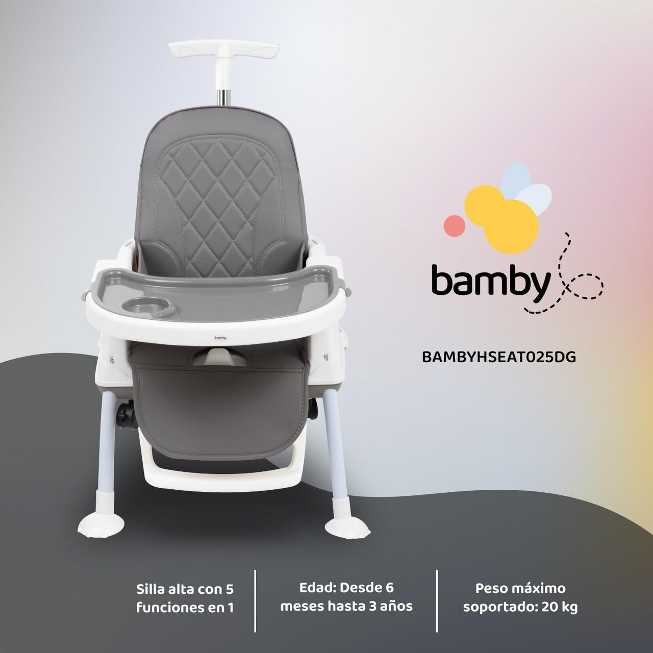 Silla Periquera Alta De Bebe Para Comer Con Charola 5 En 1