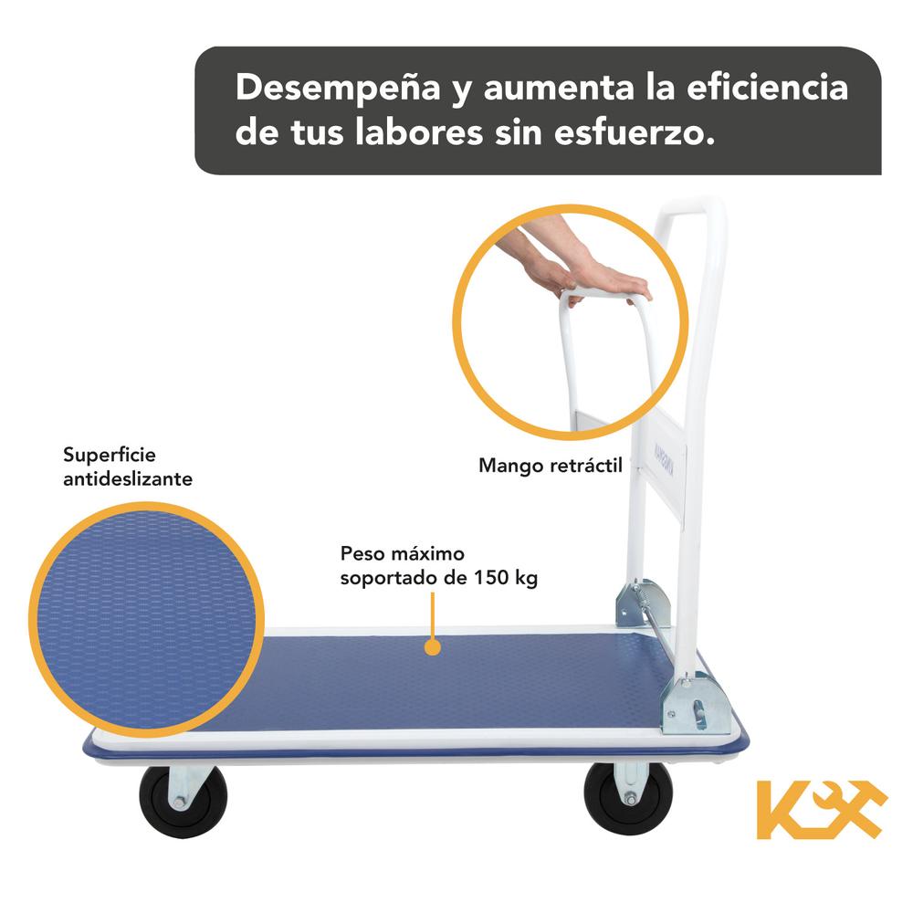 Carro Plataforma Plegable con Ruedas hasta 150 Kilos 73 x 48 x 84 cm Kingsman