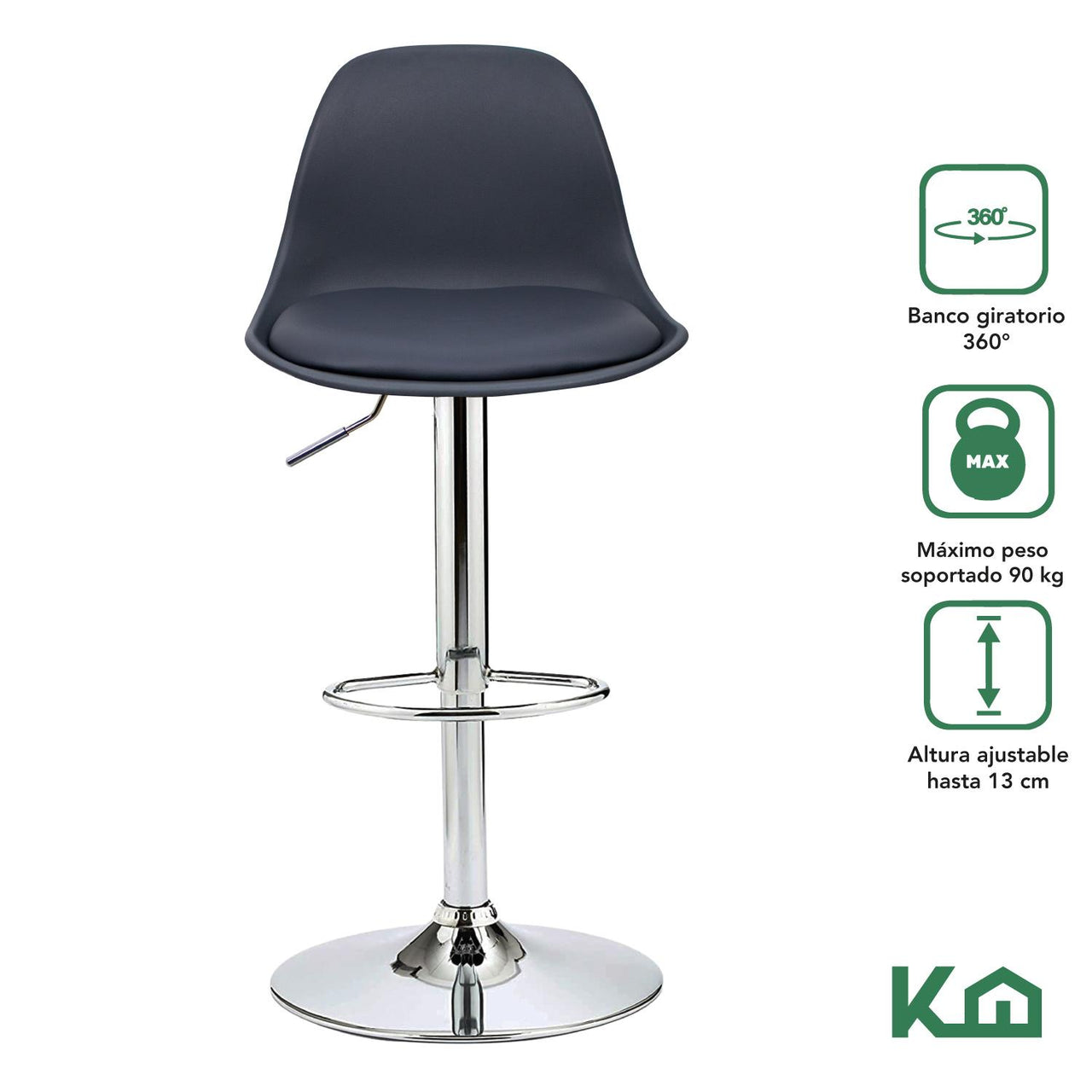 Banco Silla De Comedor Giratorio Respaldo Cafeteria Cocina