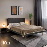 Thumbnail for Base Cama Matrimonial Con Cabecera Tapizada Box Metal Madera