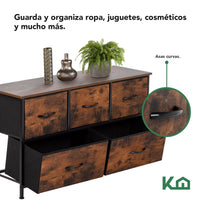 Thumbnail for Comoda Cajonera de 5 Cajones Mueble Organizador Tela Madera