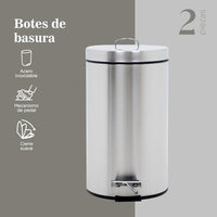 Thumbnail for Botes de Basura 12L Metalico Acero Inox C/Pedal Cocina 2pzas