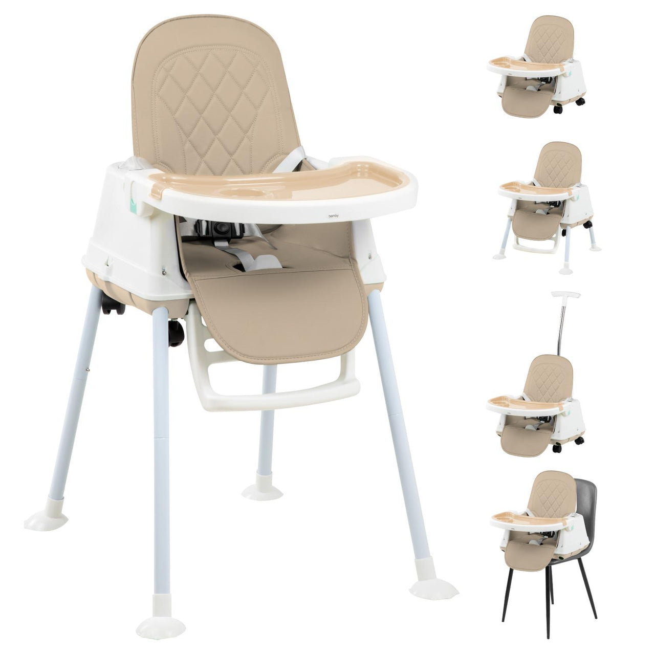 Silla Periquera Alta De Bebe Para Comer Con Charola 5 En 1