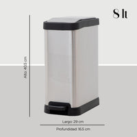 Thumbnail for Botes de Basura 8L Acero Inox Metalico C/Pedal Cocina 2pzas