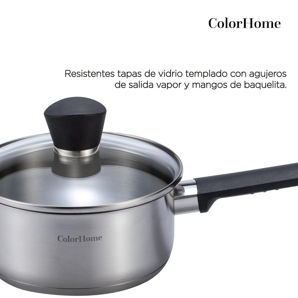 Batería De Cocina Tricapa Combo Estante Ollas Sartenes 7Pzas