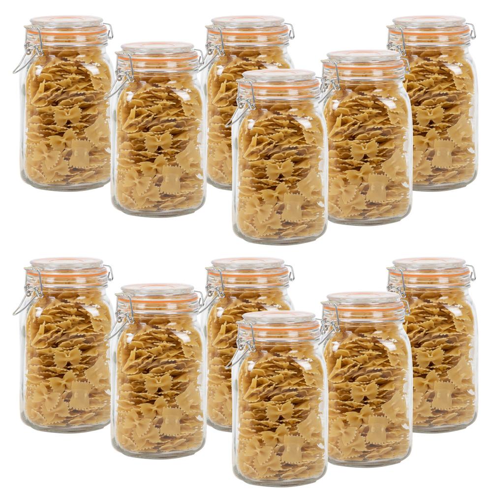 Frasco Hermetico De Vidrio Contenedor Tapa Clip 1,5 L X12