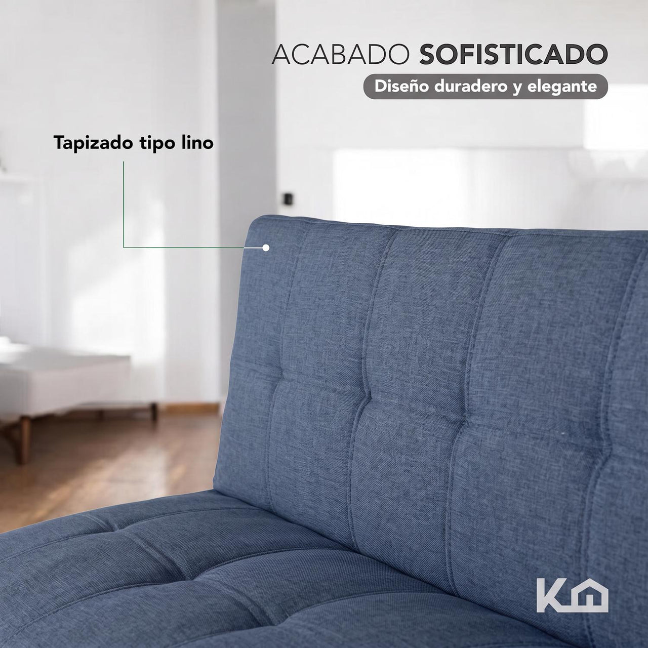 Sofá Cama Mia Individual Plegable y Reclinable Tapizado Lino