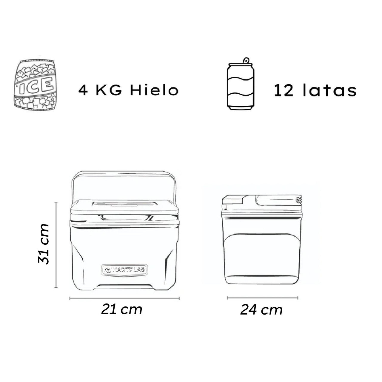 Hielera Hartplas Izta Capacidad 9 Qt 8.5 Litros