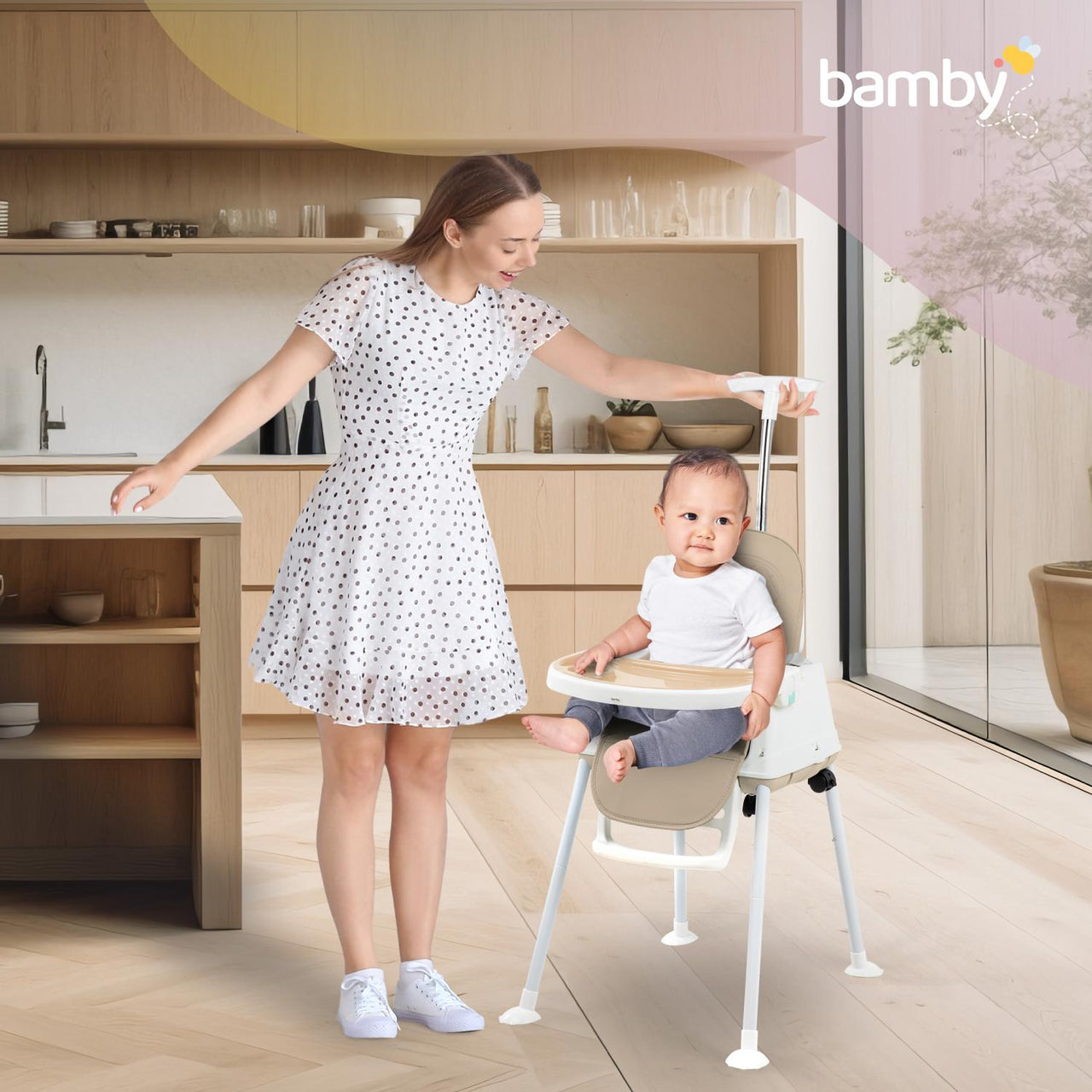 Silla Periquera Alta De Bebe Para Comer Con Charola 5 En 1