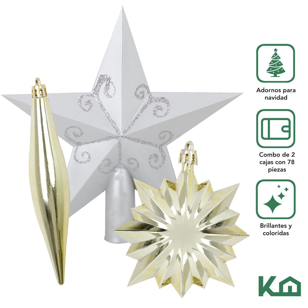 Adornos Navidad Para Arbol 78 Pz Esferas Decoración Navideño KingsHouse