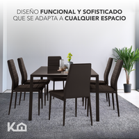 Thumbnail for Juego De Comedor 6 Sillas y Mesa De Vidrio Templado Moderno