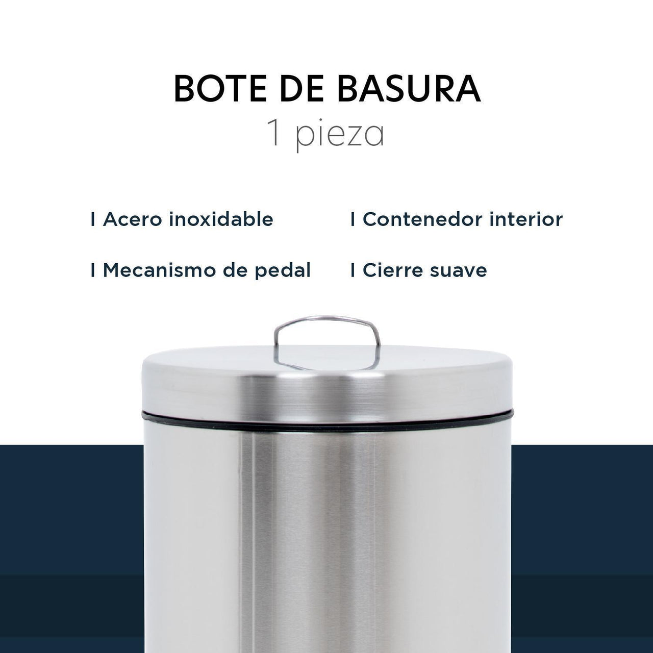 Botes de Basura 20L Metalico Acero Inox C/Pedal Cocina 2pzas