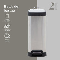 Thumbnail for Botes de Basura 8L Acero Inox Metalico C/Pedal Cocina 2pzas