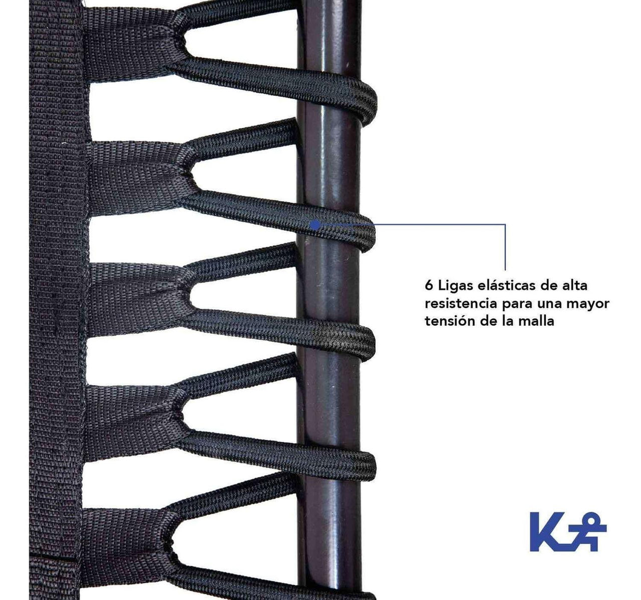 Trampolín 50” Hexagonal Plegable en 2 C/Soporte Ajustable Cap. 200 Kg C/6 Ligas color negro Kingsports