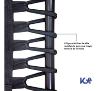 Thumbnail for Trampolín 50” Hexagonal Plegable en 2 C/Soporte Ajustable Cap. 200 Kg C/6 Ligas color negro Kingsports