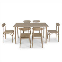 Thumbnail for Comedor 6 Sillas y Mesa Rectangular Minimalista Madera Metal