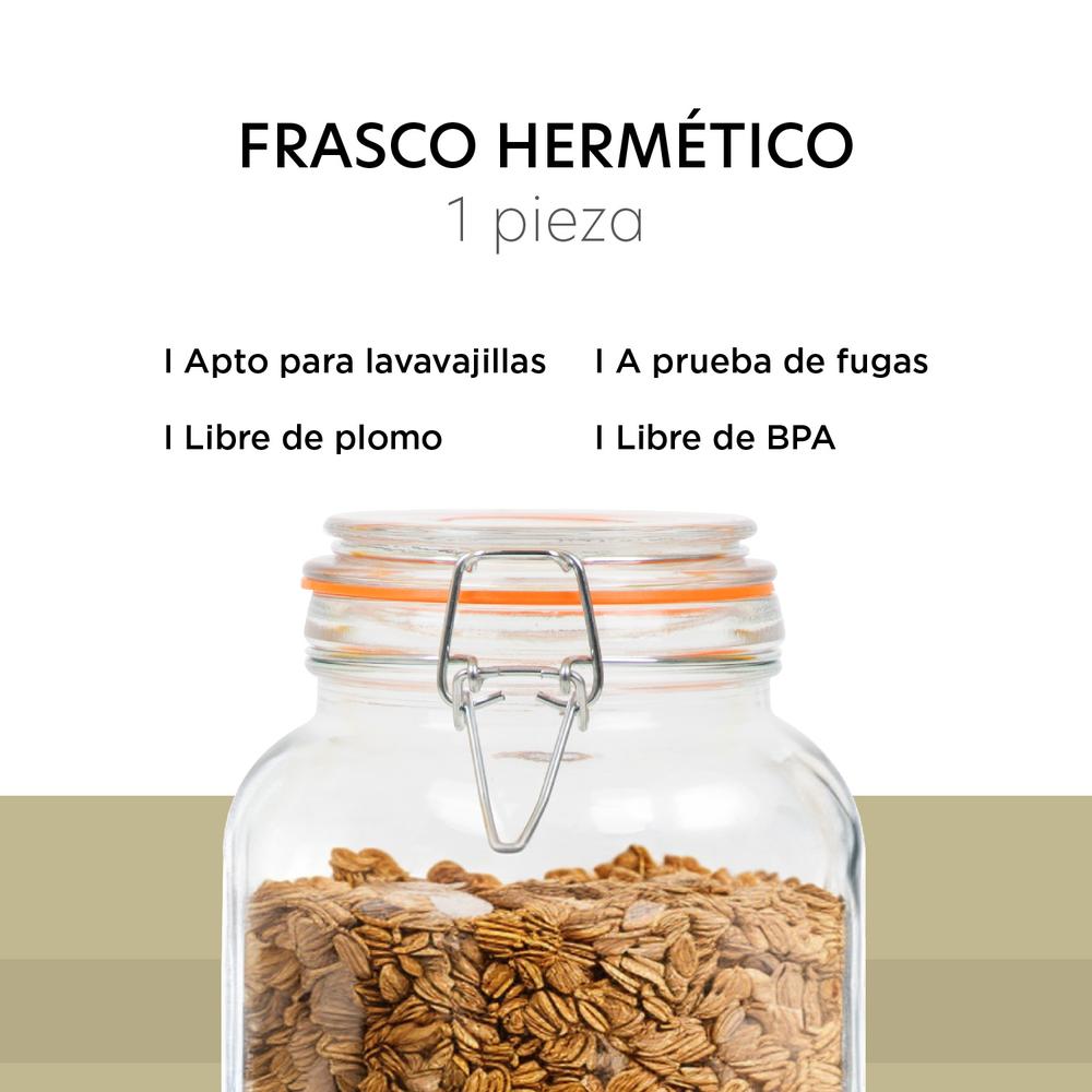 Contenedor Para Almacenaje Cristal Tapa Hermetica 2 Litros
