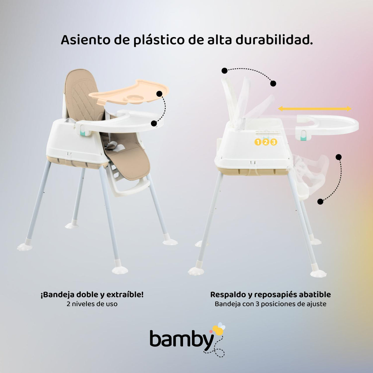 Silla Periquera Alta De Bebe Para Comer Con Charola 5 En 1