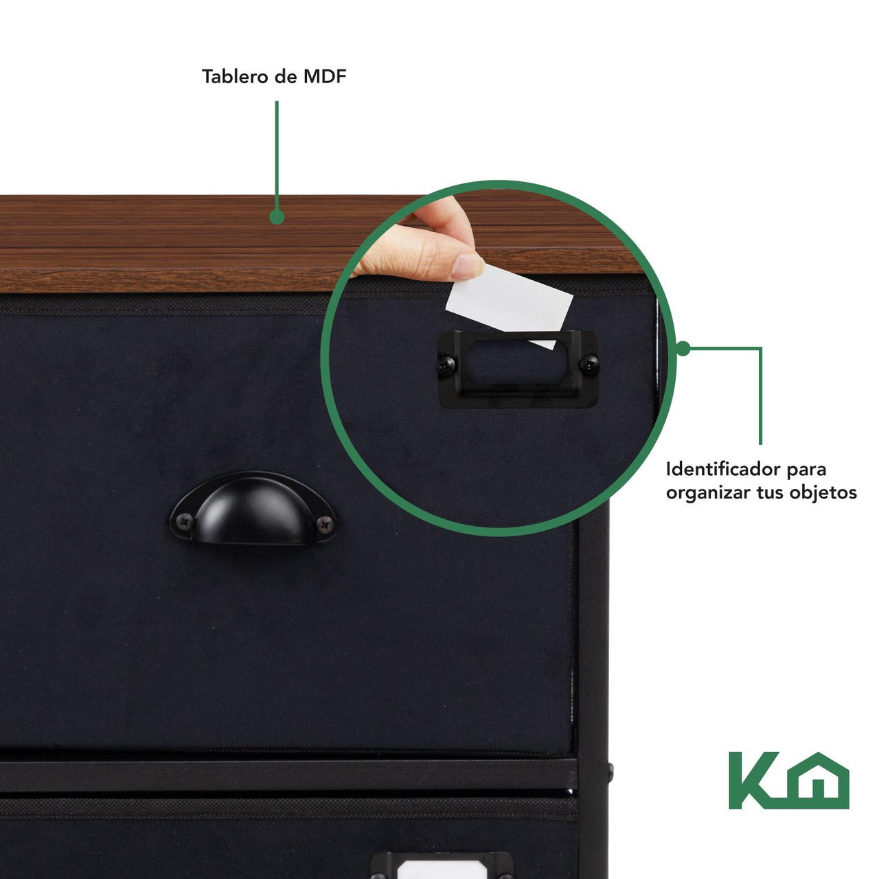 Comoda Cajonera de 5 Cajones Mueble Organizador Tela Madera
