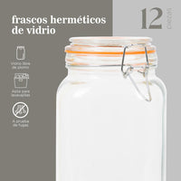 Thumbnail for Frasco Hermetico De Vidrio Contenedor Tapa Clip 1,5 L X12