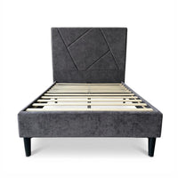 Thumbnail for Base Cama Individual Madera con Cabecera Tapizada Resistente