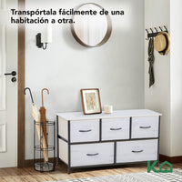 Thumbnail for Comoda Cajonera de 5 Cajones Mueble Organizador Tela Madera