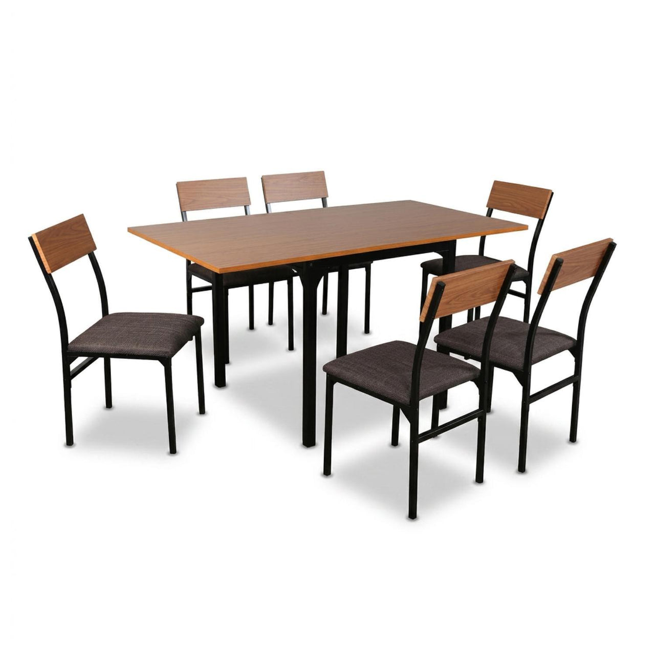 Comedor Mesa Extensible Rectangular 6 Sillas Madera Moderno