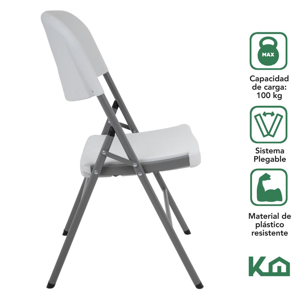 Silla Plegable Plastico Blanca 45x50x88 cm KingsHouse