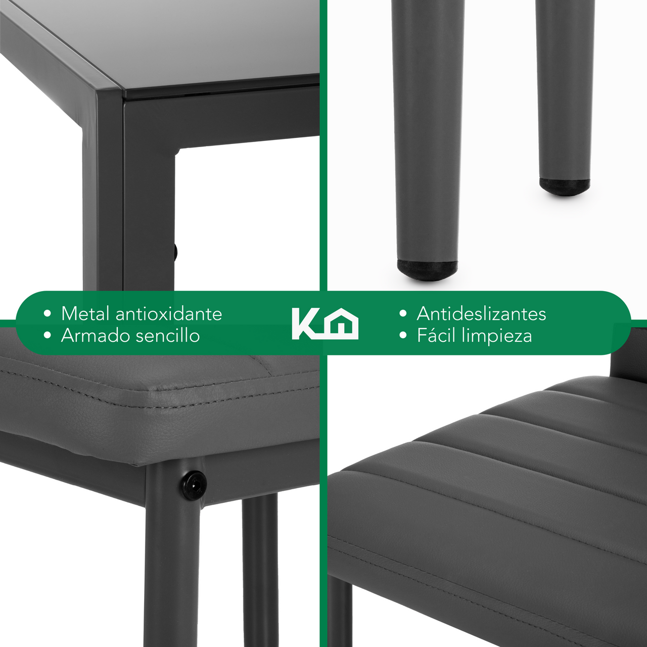 Juego De Comedor 6 Sillas y Mesa De Vidrio Templado Moderno