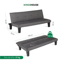 Thumbnail for Sofá Cama Mia Individual Plegable y Reclinable Tapizado Lino