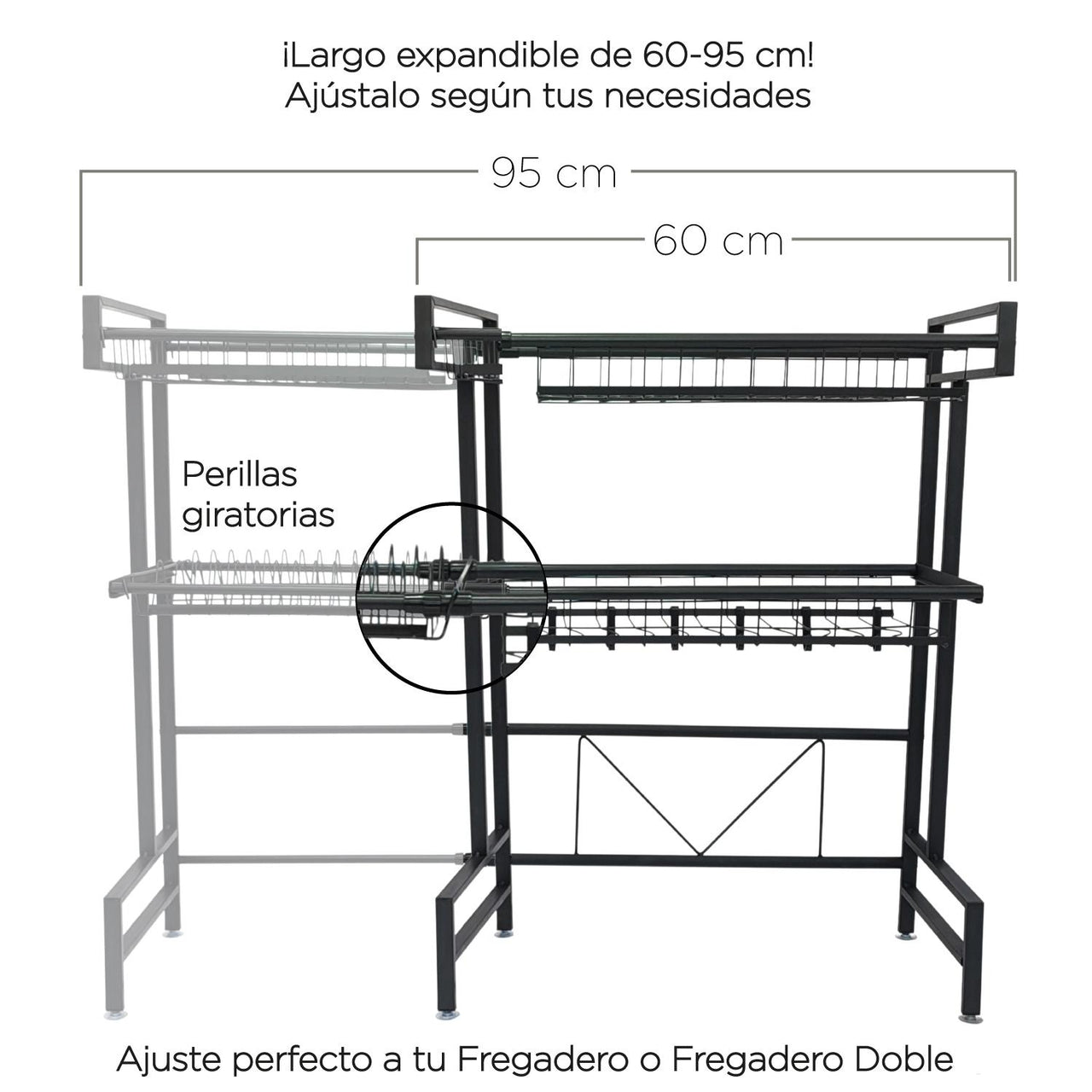 Escurridor De Platos 2 Pisos Acero Inoxidable Para Fregadero