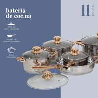 Thumbnail for Batería de Cocina 11 Piezas Acero Inoxidable Tricapa