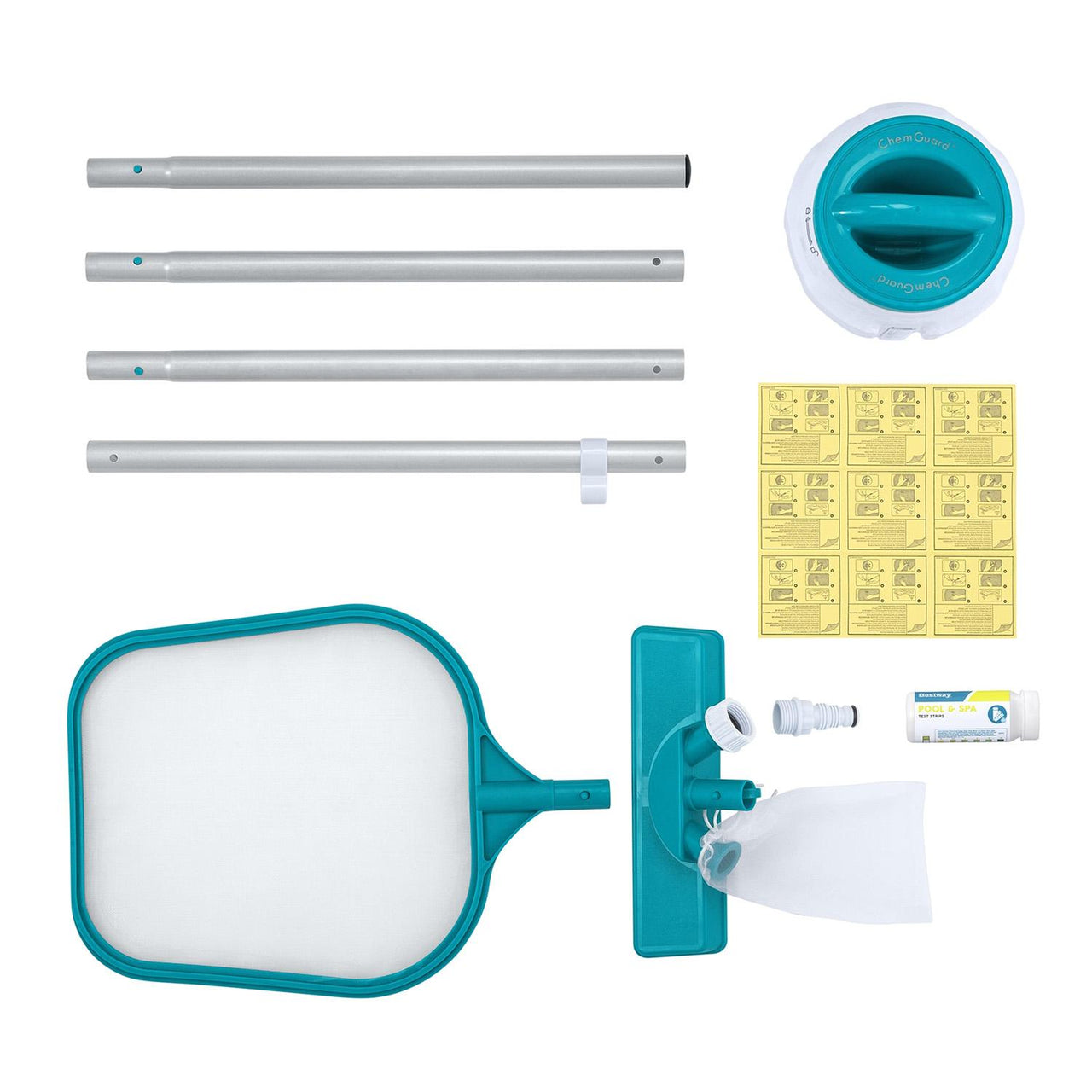 Red Saca Hojas Juego 7pzs Kit Limpieza Mantenimiento Alberca