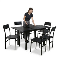 Thumbnail for Comedor Mesa Extensible Rectangular 6 Sillas Madera y Metal
