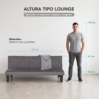 Thumbnail for Sofá Cama Mia Individual Plegable y Reclinable Tapizado Lino