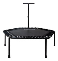 Thumbnail for Trampolín 50” Hexagonal Plegable en 2 C/Soporte Ajustable Cap. 200 Kg C/6 Ligas color negro Kingsports