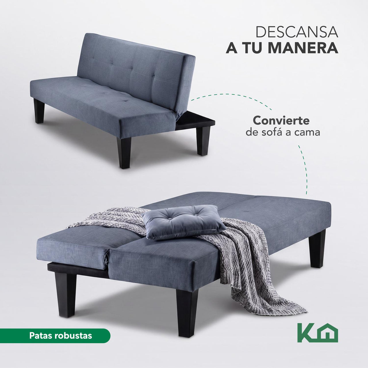 Sofá Cama Individual Reclinable Plegable de 3 Plazas
