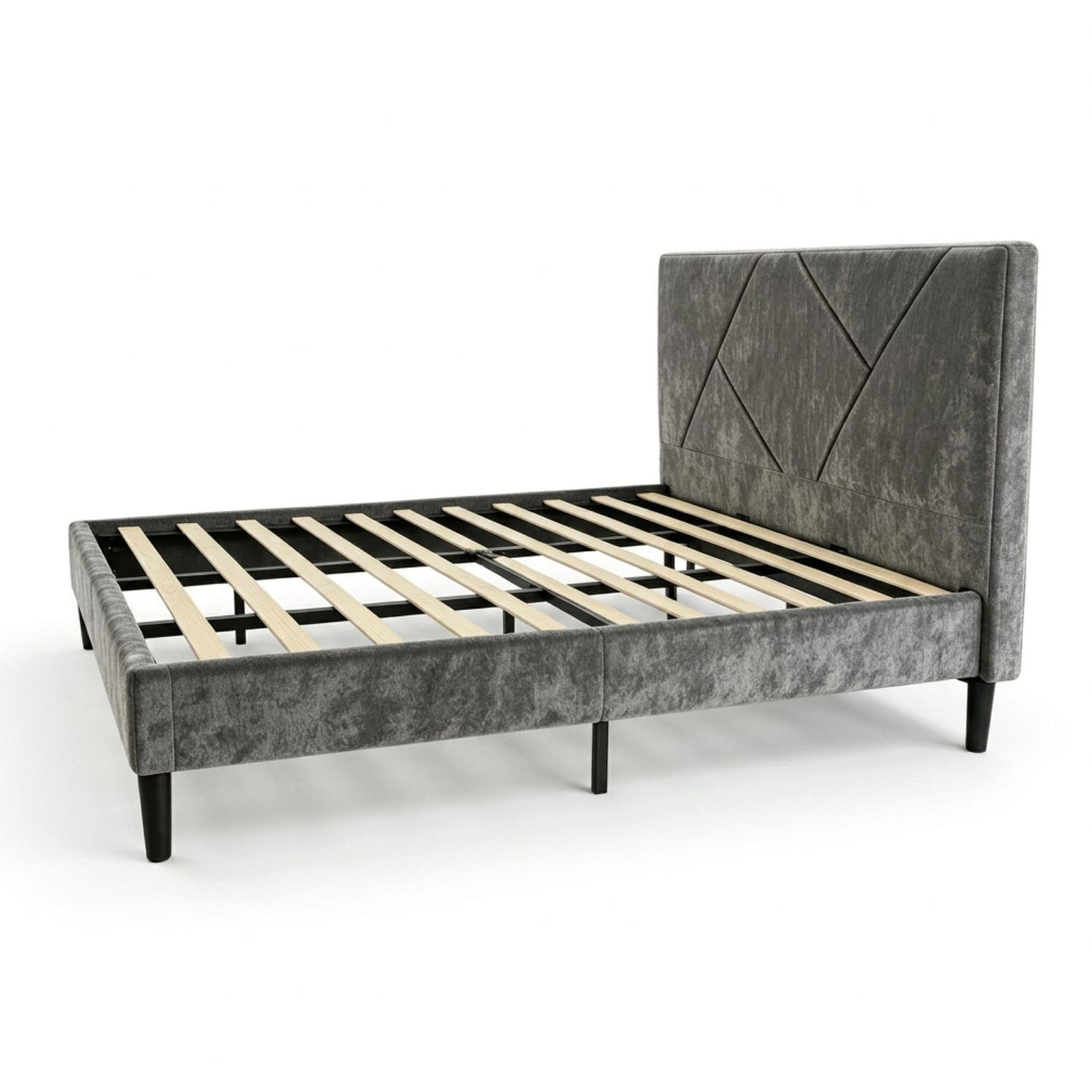 Base Cama King Size Madera con Cabecera Tapizada Resistente
