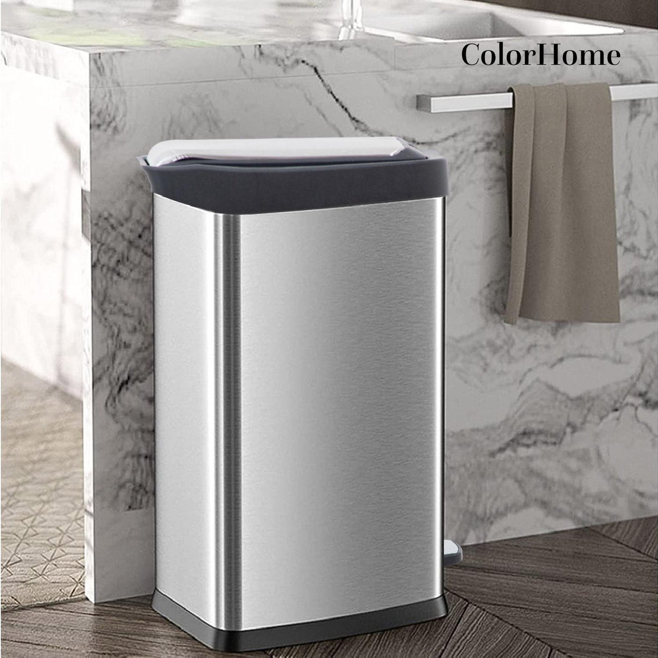 Botes de Basura 8L Acero Inox Metalico C/Pedal Cocina 2pzas