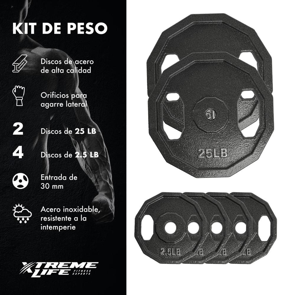 Set de Discos de 60 Libras 6 Piezas 1 Pulgada Gimnasio
