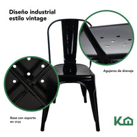 Thumbnail for Silla Tolix Metal Comedor Casa Restaurante Exterior 4 Piezas