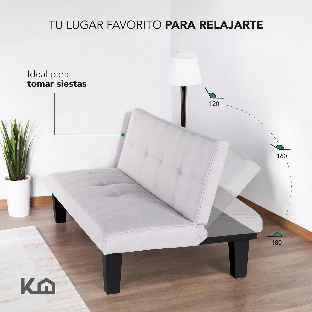 Sofá Cama Mia Individual Plegable y Reclinable Tapizado Lino