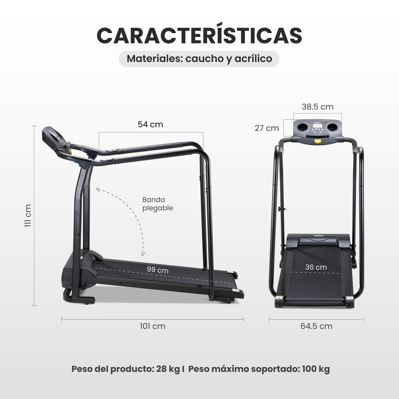 Caminadora Eléctrica Plegable 3 Niveles de Inclinación
