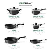 Thumbnail for Juego de Ollas, Sartenes, Comal y Utensilios Cocina 16 Pzas