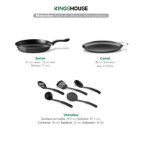 Thumbnail for Juego de Ollas, Sartenes, Comal y Utensilios Cocina 16 Pzas