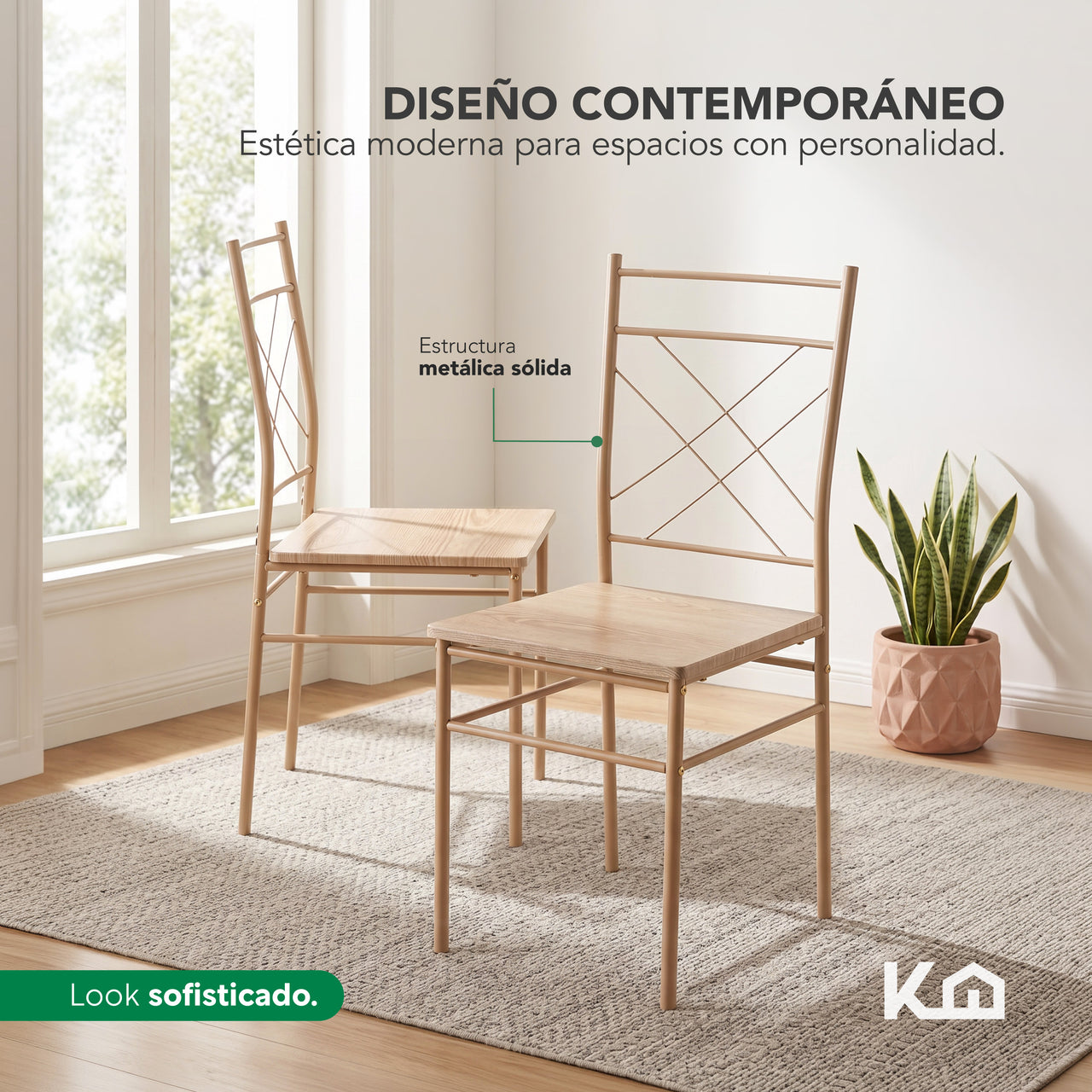 Comedor Moderno Rectangular 5 Piezas Con 4 Sillas y Mesa